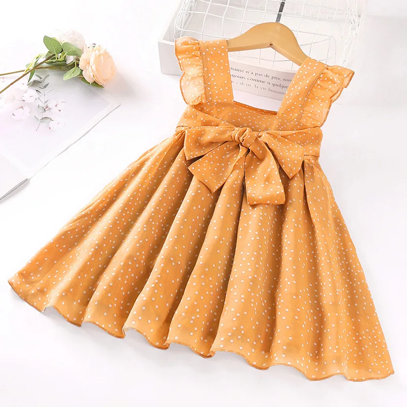 

Girls Summer Polka Dot Sleeveless Princess Dress Kids Clothes Flower Girl Dresses Korean Baby Clothes