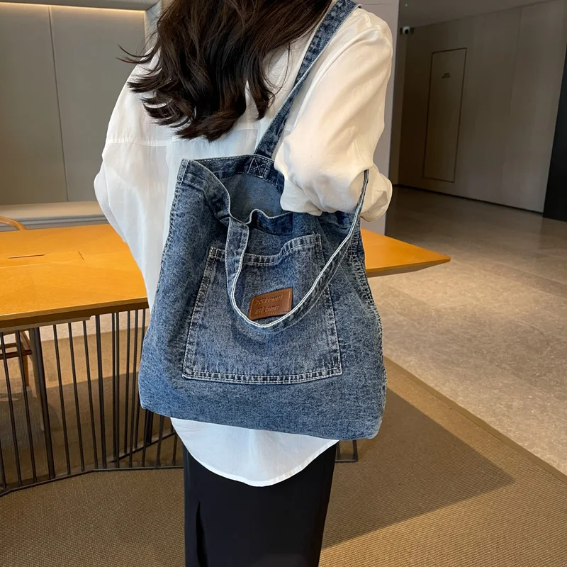 

Женская джинсовая сумка, летняя модная сумка через плечо, винтажная сумка-шоппер
