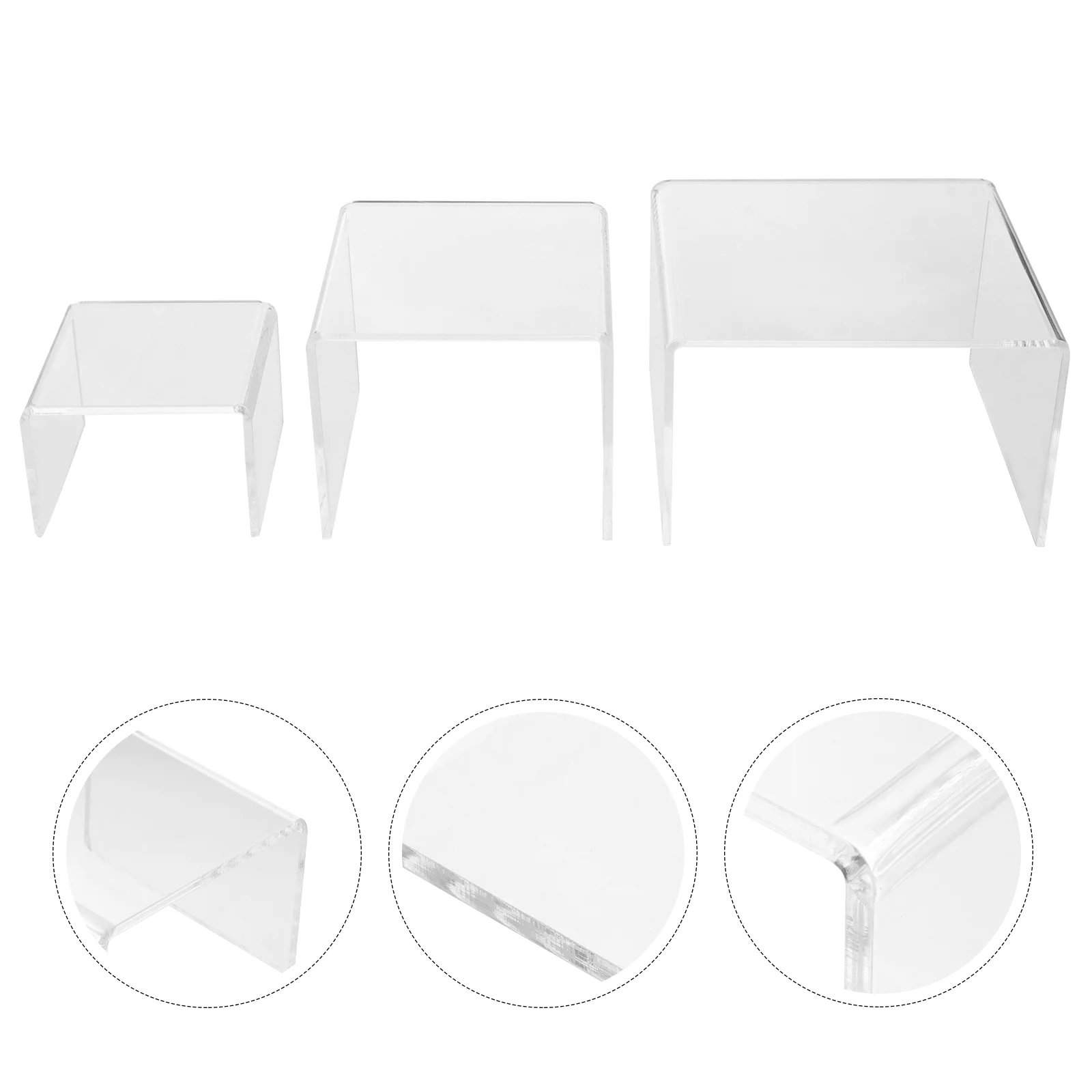 

3pcs Clear Acrylic U-Shaped Organizers Holders Dessert Stands Display Racks