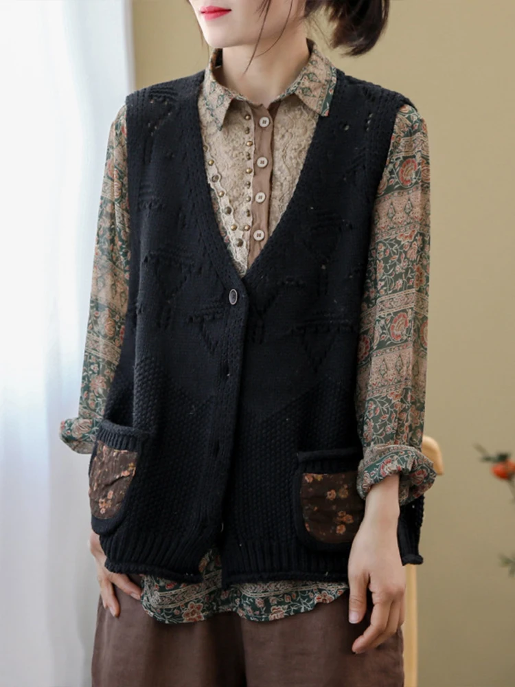 Женский винтажный Трикотажный жилет Max LuLu весенний с V-образным вырезом и