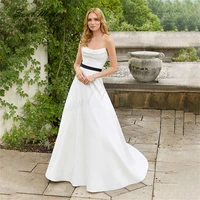 elegant a line wedding dresses for women strapless bridal dress backless bohemian chiffon white bride gowns vestidos de noiva