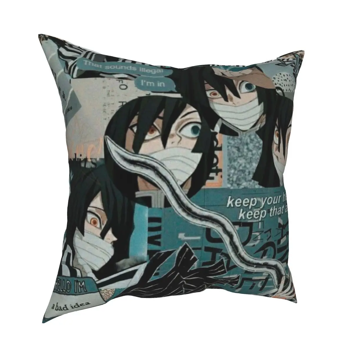 

Iguro Obanai Poster anime Polyester Cushion Cover Decorative Demon Slayer Throw Pillow Case Cover for Home Double-sided Printing