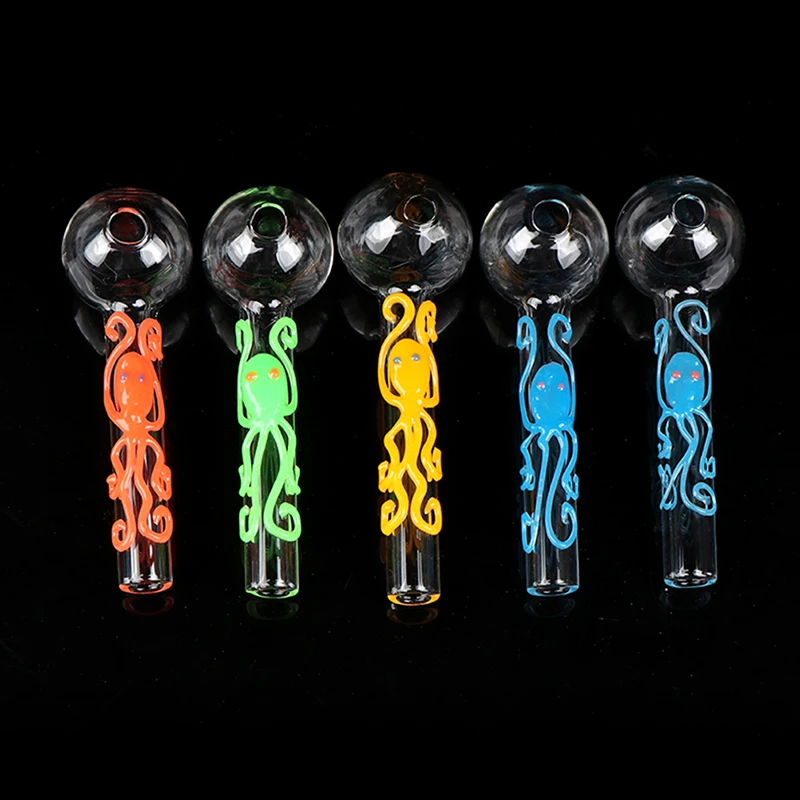 

1 шт. новые стеклянные соломинки с пузырьковым шариком, портативная прозрачная трубка для табака, трубка для сигарет, случайный выбор 10,5 см