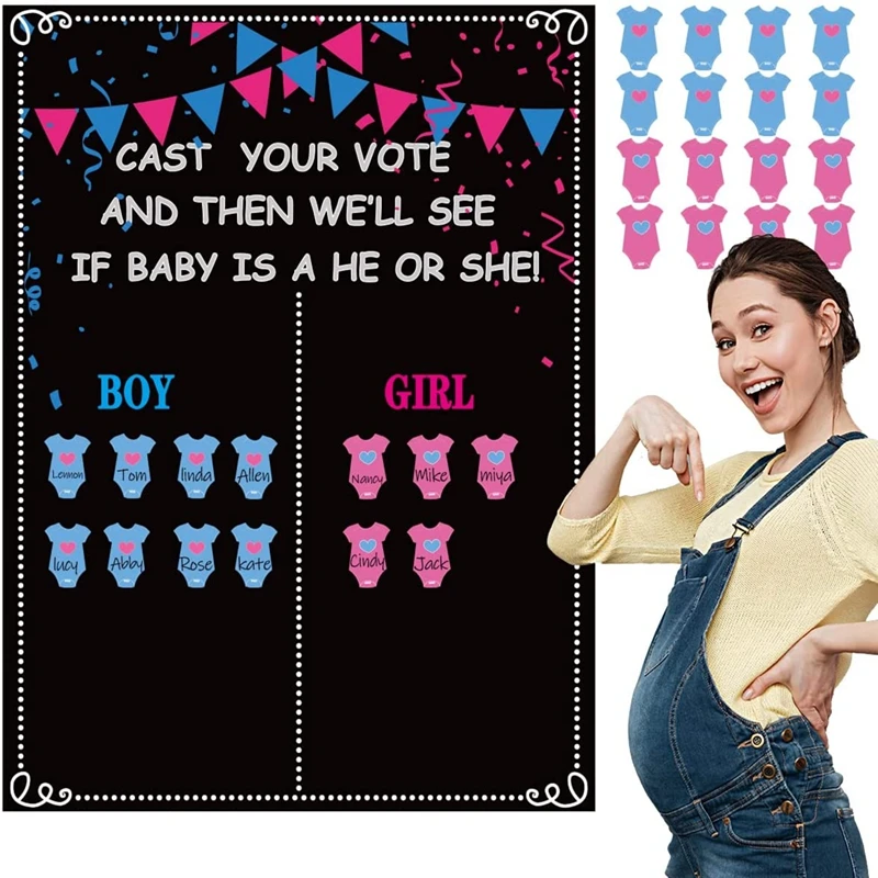 

1 Set Gender Reveal Board Games Kit Baby Gender Reveal Poster Decorations Gender Reveal Voting Poster Board with Stickers