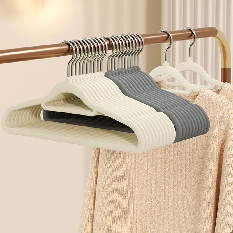 

5-40pcs High Quality Velvet Dryer Hanger Wardrobe Organizer Clothes Rack Non-Slip Suit Shirt Coat Flocking Hanger Space Savin