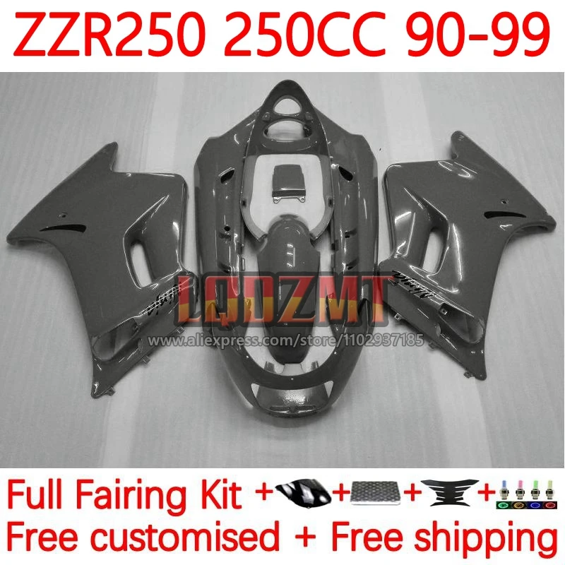 

Gloss grey Fairing Kit For KAWASAKI NINJA ZZR-250 90-99 ZZR 250 ZZR250 1990 1991 1992 1993 1994 95 96 97 98 99 Frame 16No.159