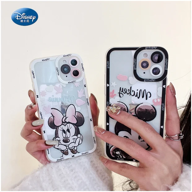 

Disney Retro Mickey and Minnie Couples Clear Silicon Phone Case For iPhone 7 8 Plus XR Xs Max 11 12 13 13 Pro Max Phone Case
