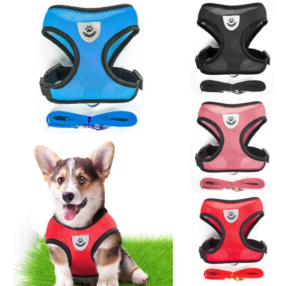 

Dog Vest Leash Mesh Cat Harness Pulling Rope Chest Strap Breathable Pet Supply