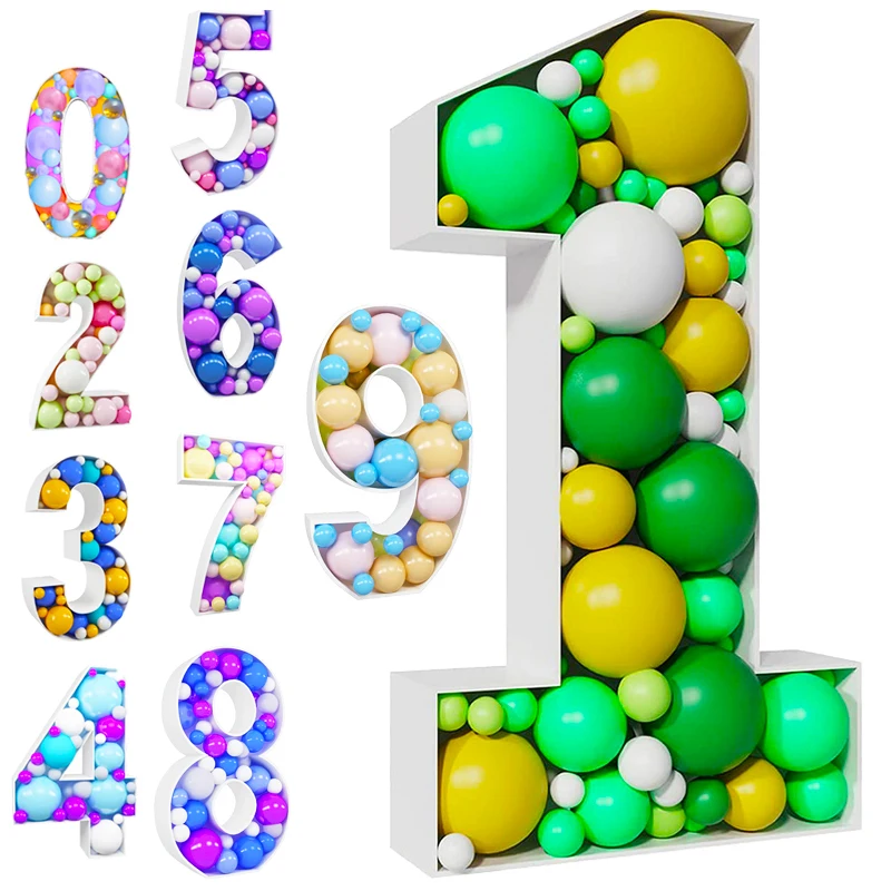 

73 см пустые Гигантские цифры 1 2 3 заполняющий шар коробка мозаичная Рамка подставка для воздушных шаров Дети Взрослые День Рождения