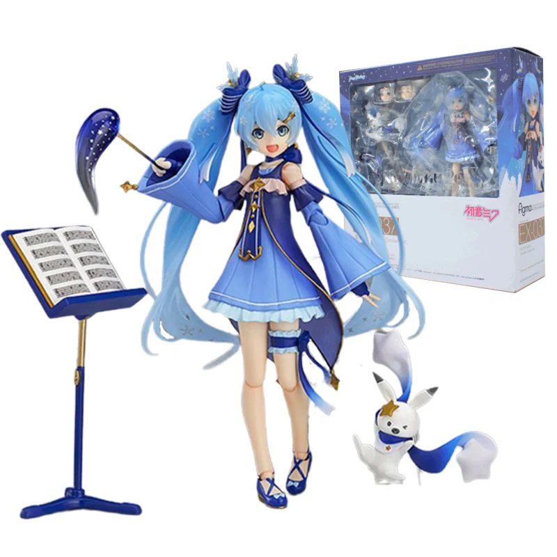 

14CM Anime Figure Hatsune Miku Two-dimensional EX037 Starry Sky Snow Sitting Position Model Dolls Toy Gift Collect Boxed Ornamen