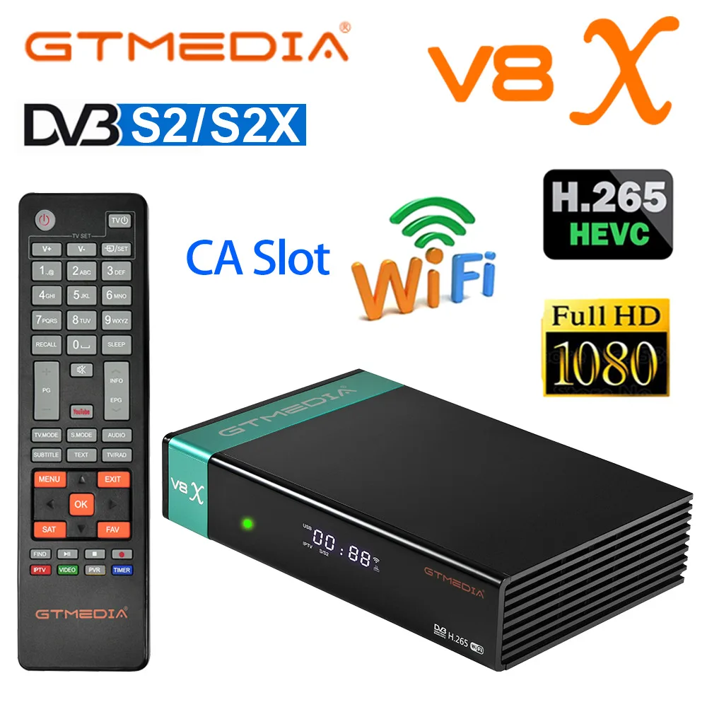 

GTMEDIA V8X Support DVB-S/S2/S2X VCM/ACM/multi-stream CA card built-in wifi v8nova upgrade Support IPTV