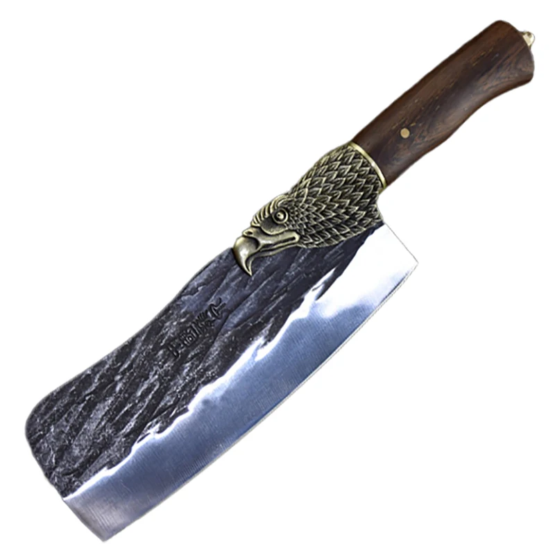 

Longquan Kitchen Knife Handmade Forged Copper Eagle Decor 8 Inch Chef Slicing Cleaver Nakiri Knife For Cutting Vegetables Meat