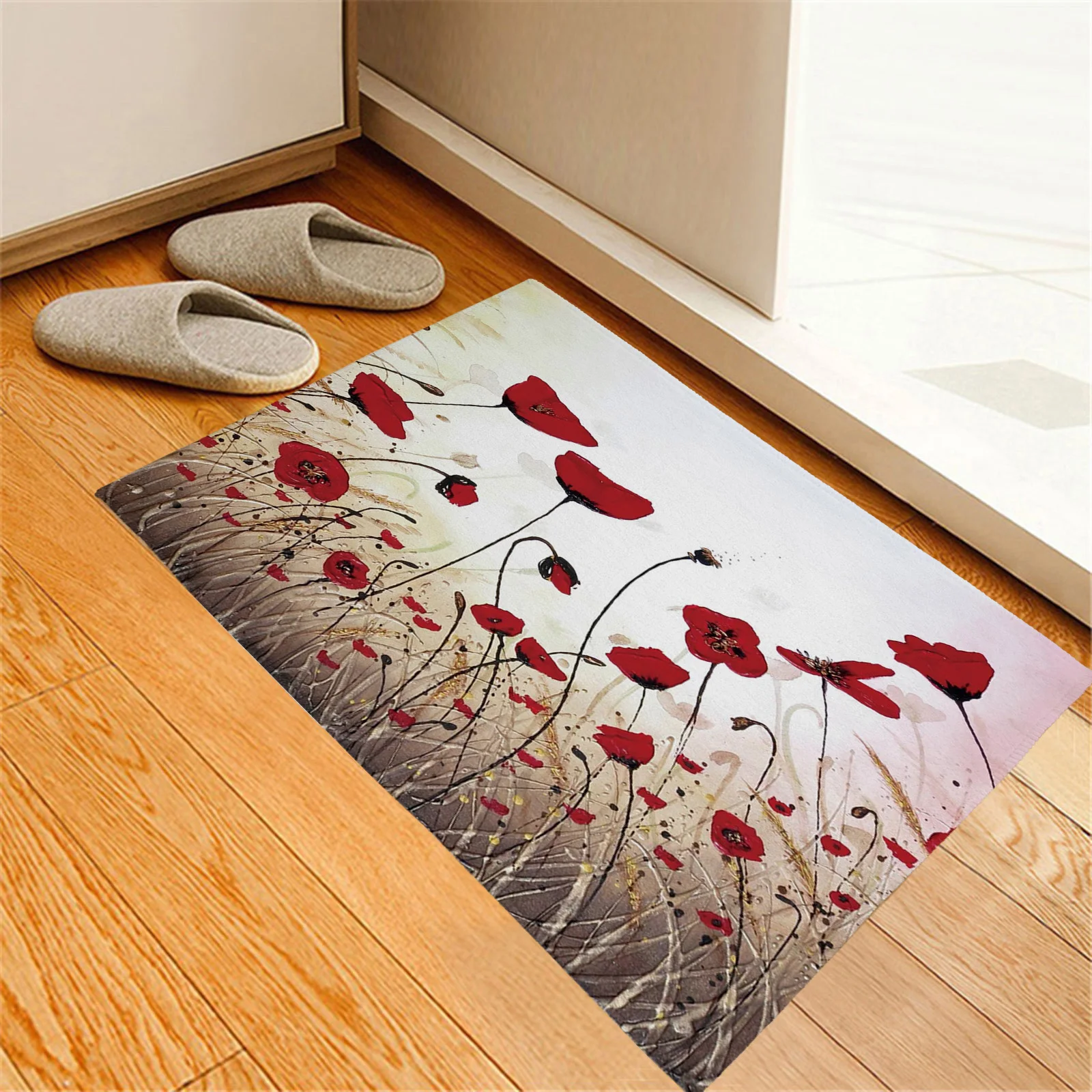 

Коврик для входной двери, мягкий Противоскользящий ковер с лепестками цветов, тычинками, украшение для гостиной, спальни, балкона, ванной