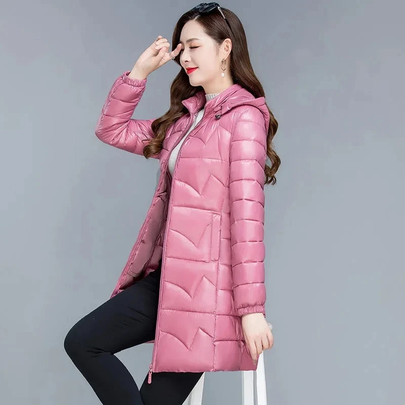 XL- 6XL Parkas Women's Hooded Winter Jacket 2022 Korean Glossy Loose Basic Coat Down Cotton Jacket Thicker Warm Long Outwear
