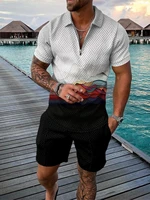 mens hawaiian print letter shirt suit summer fashion short sleeve shirt beach shorts casual quick dry 2 piece mens suit