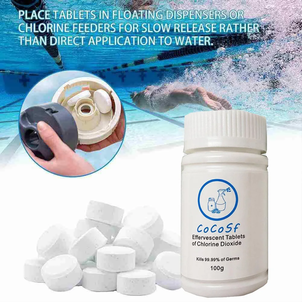 

50pcs/Bottle Pool Cleaning Tablets White For Hot Tub Spa Swimming Paddling Pool Floating Chlorine Tub Chemical