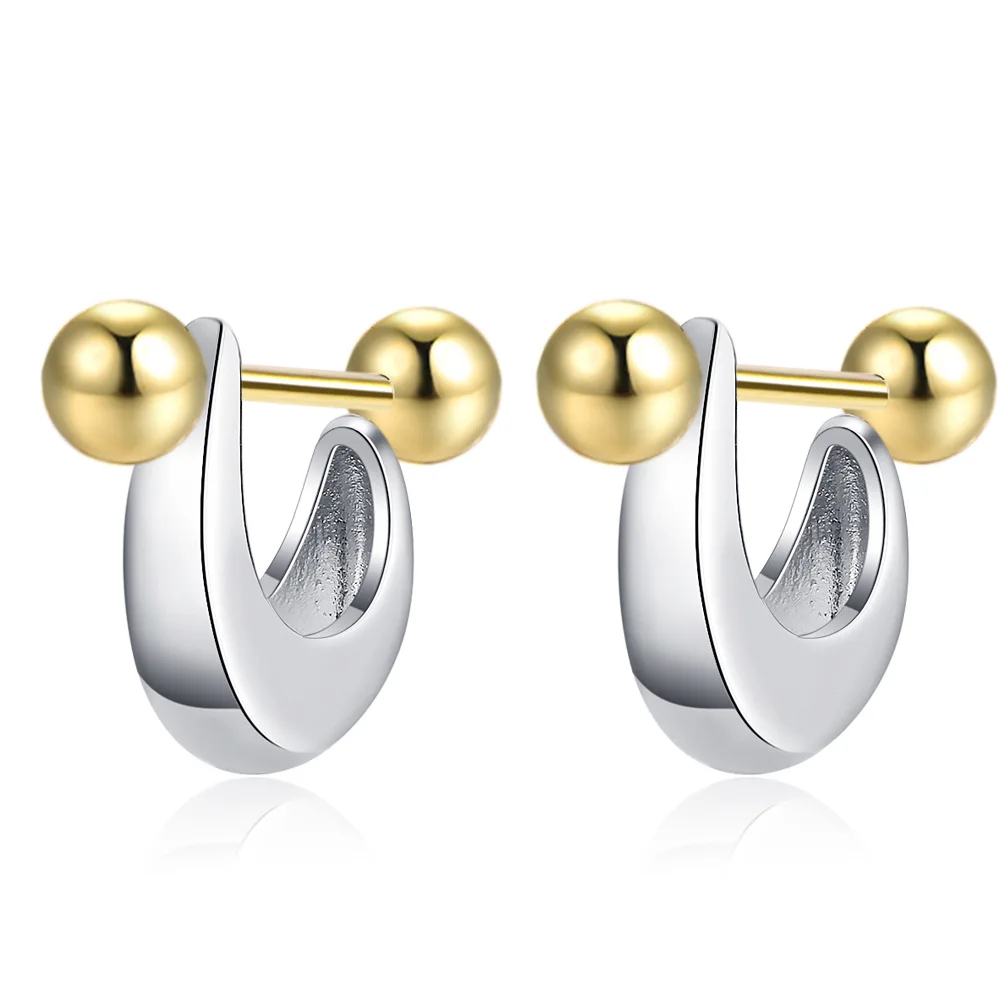 

Simple Niche Semi-Circle Earrings Screw Contrast Color Ear Studs Personality Women Earrings