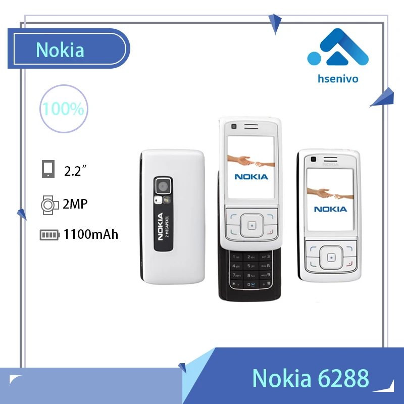 

Nokia 6288 refurbished-Original Unlocked 6288 Slide phone 2.2 ' inch GSM 3G mobile phone with FM Radio free shipping