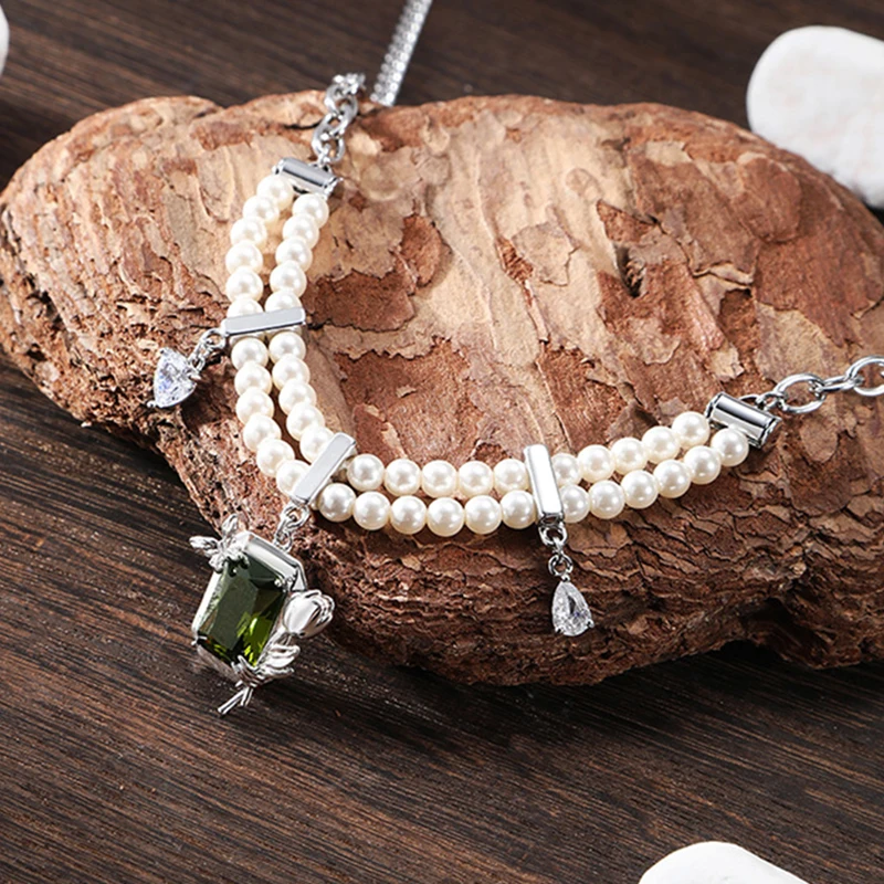 Элегантное искусственное ожерелье Eetit с квадратным Цирконом серого цвета