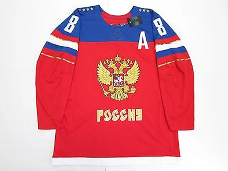 

#8 Alex Ovechkin Russian MEN'S Hockey Jersey Embroidery Stitched Customize any number and name
