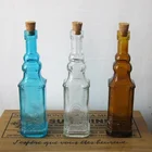 Стеклянные вазы для цветов с зелеными растениями, винтажная прозрачная бутылка, маленькая резная башня для украшения дома, фотография, Декор