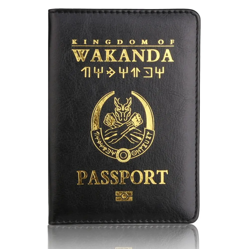 

Wakanda Forever Black Panther Passport Cover Men Women Travel Soft Leather Passport Wallet ID Case Bank Card Bag Passport Holder