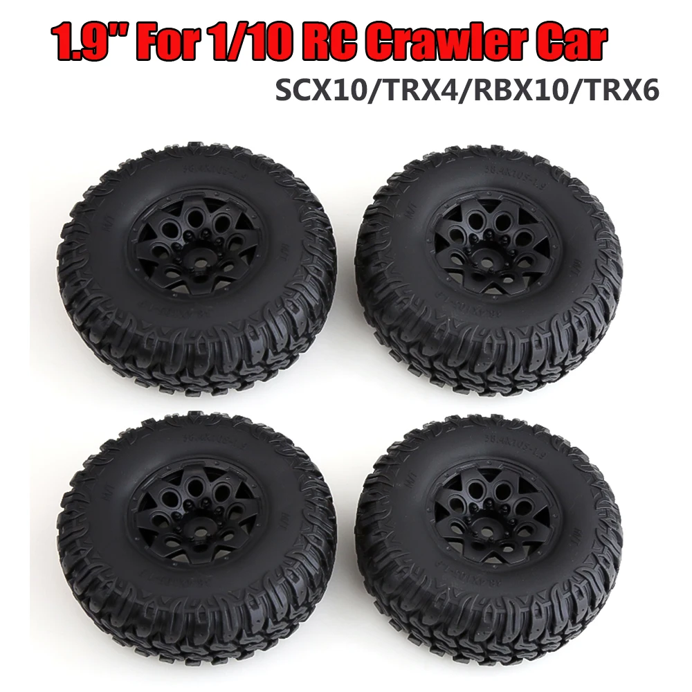 

4PCS 1.9 inch Rubber Tires 105*38MM Wheel Tyres Hub for 1/10 RC Crawler Car Traxxas TRX4 RC4WD D90 Axial SCX10 II III Redcat MST