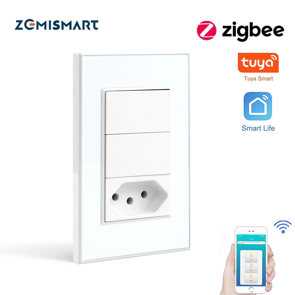 

Умный выключатель света Zemismart Tuya Zigbee, настенный выключатель с голосовым управлением, в бразильском и швейцарском стиле, с поддержкой Alexa и Google Home