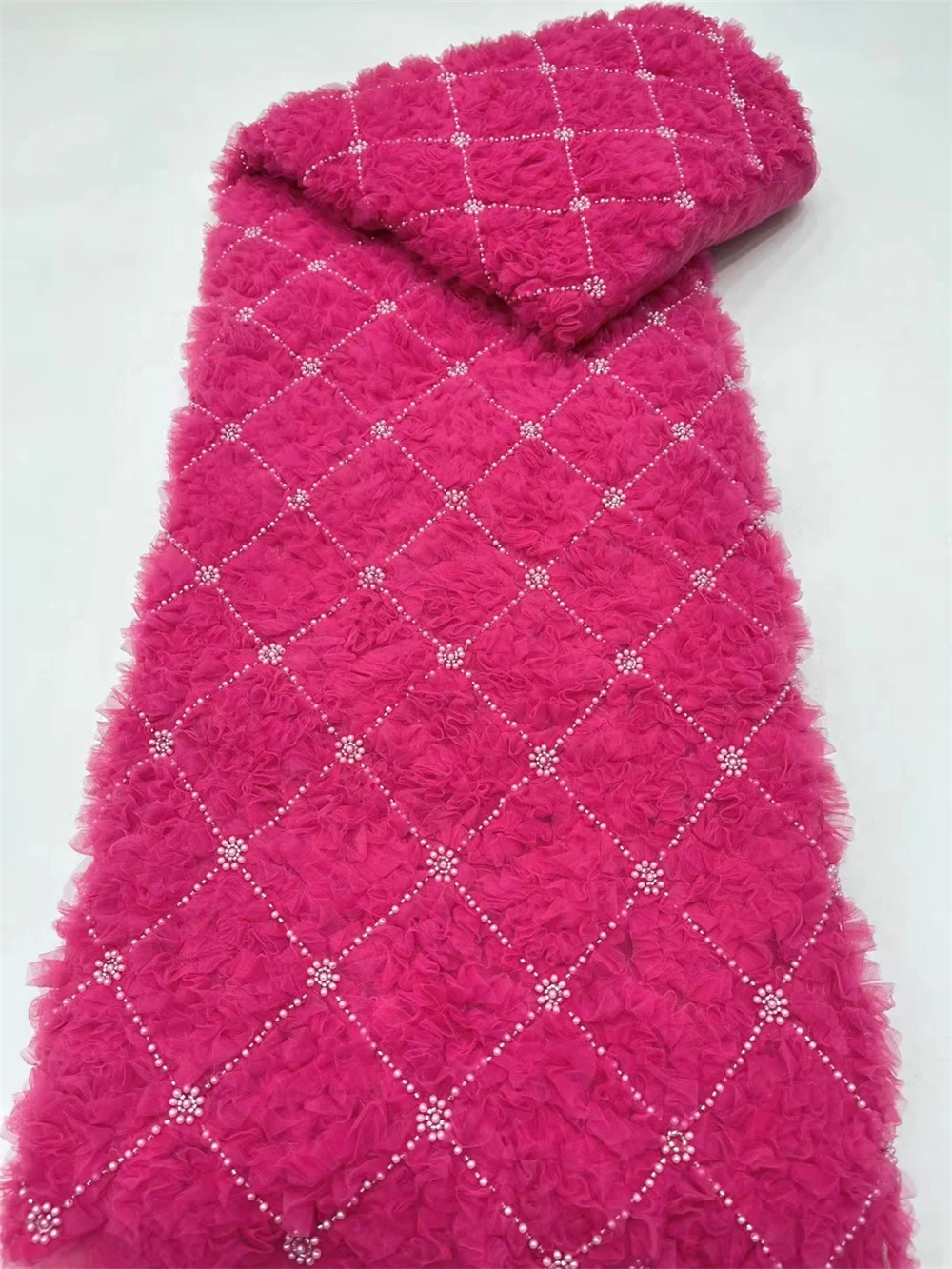 3D кружевная ткань высокого качества 2024 африканский гипюр вышивка 1 хлопок