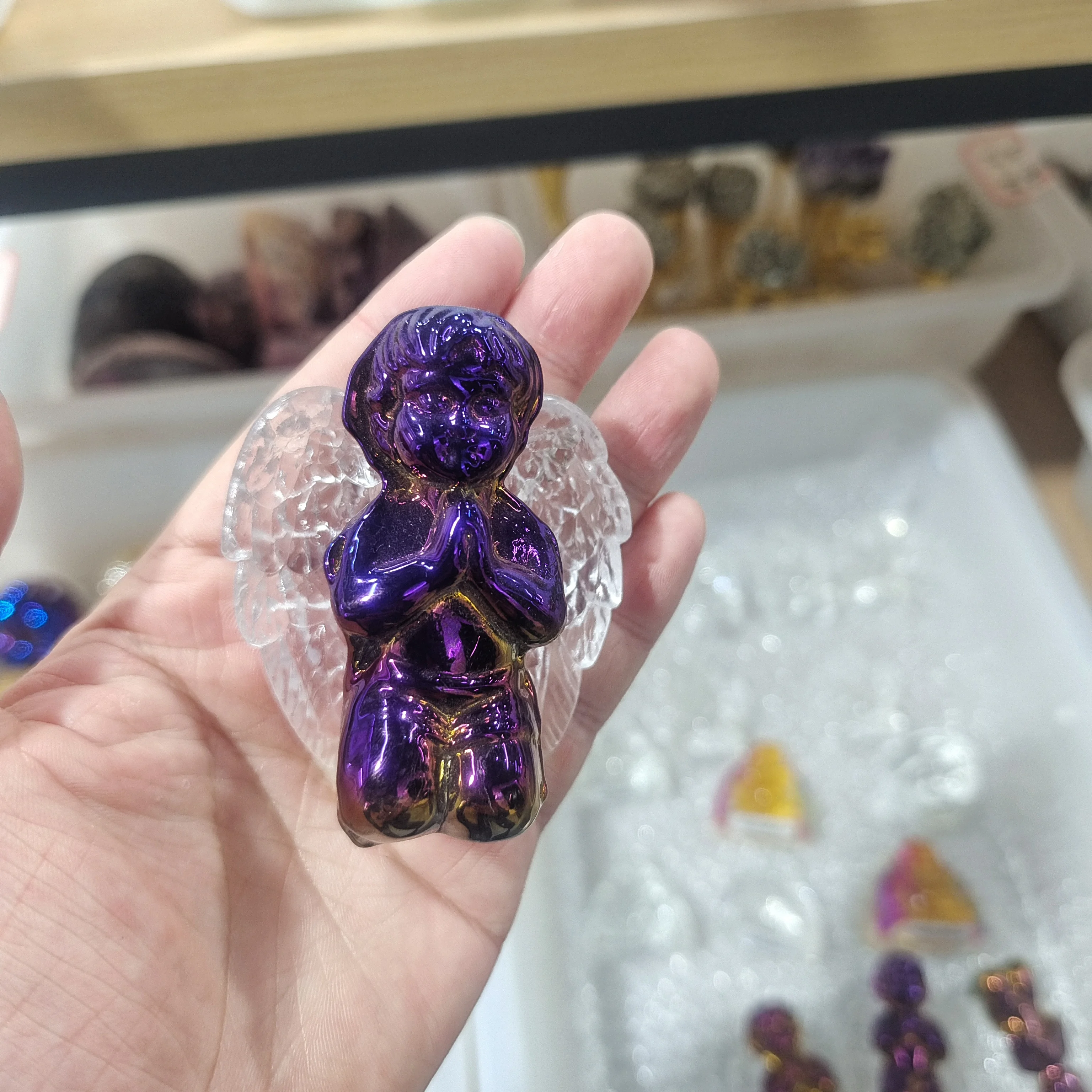

Natural pray Angel Crystal Carving Healing Christmas Home Decoration Office Desktop Decor Birthday Present 1pcs