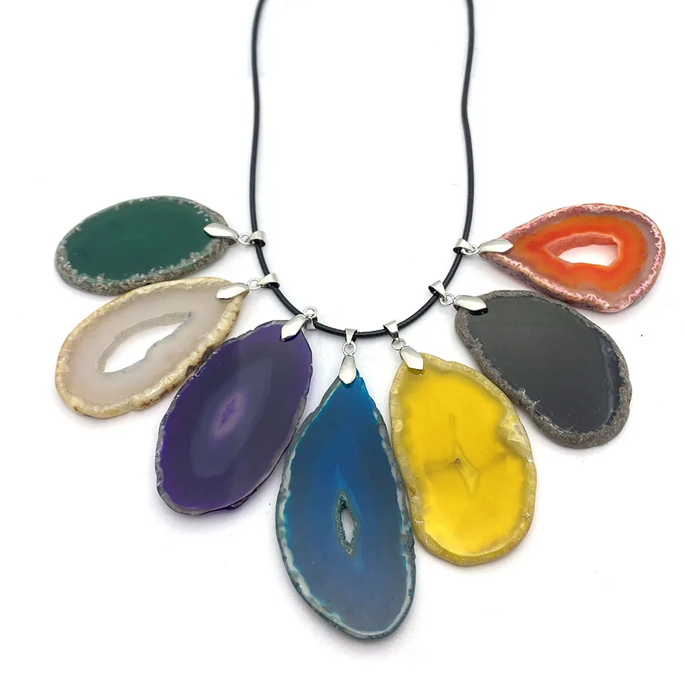 

Exquisite Natural Stone Irregular Onyx Necklace 30-70mm Pendant Charm Color Crystal Fashion Jewelry DIY Earrings Accessories