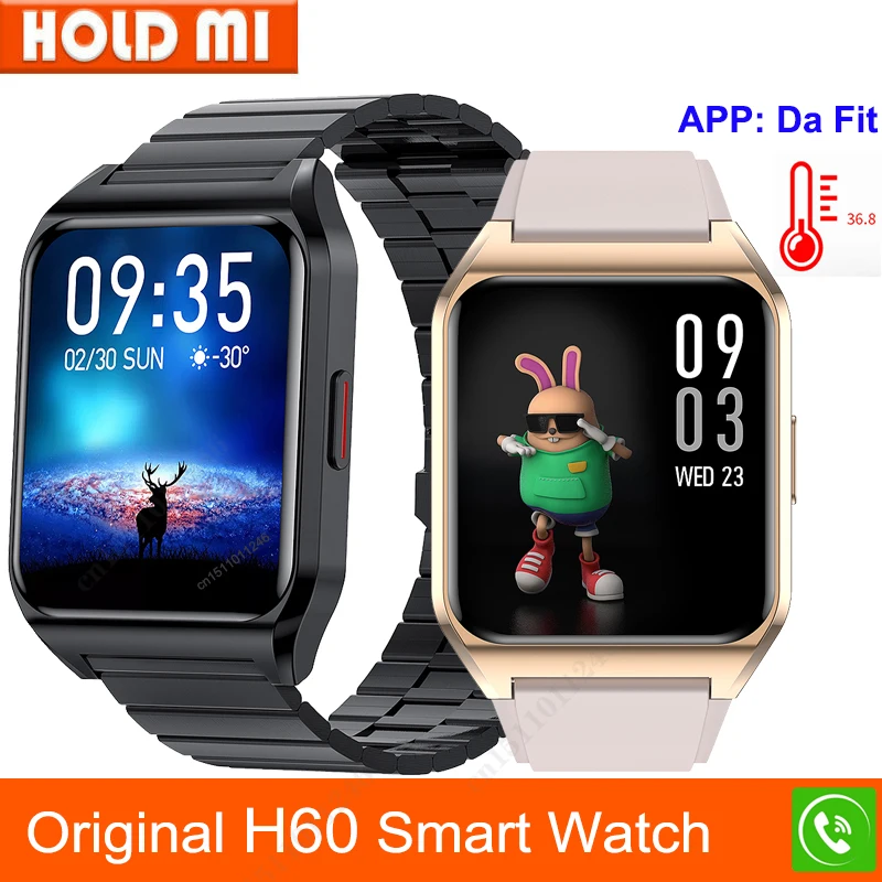 

H60 Smart Watch 1.69 inch Screen Men IP67 Bluetooth Call Heart Rate Sleep Body Temperature Monitor Sport Track Smartwatch Women