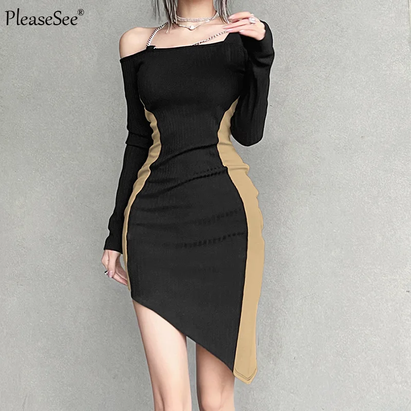 

One-shoulder Sexy Club Vintage Dress Women 2022 Spring Summer New Fashion Casual Female Mini Dress Dropshipping Cheap Wholesale