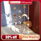 Кристаллы Луны и звезды, ветряные колокольчики, призма, солнцезащитные Ловцы, ювелирные изделия ручной работы, подвесной садовый кулон, орнамент, оконная занавеска, домашний декор