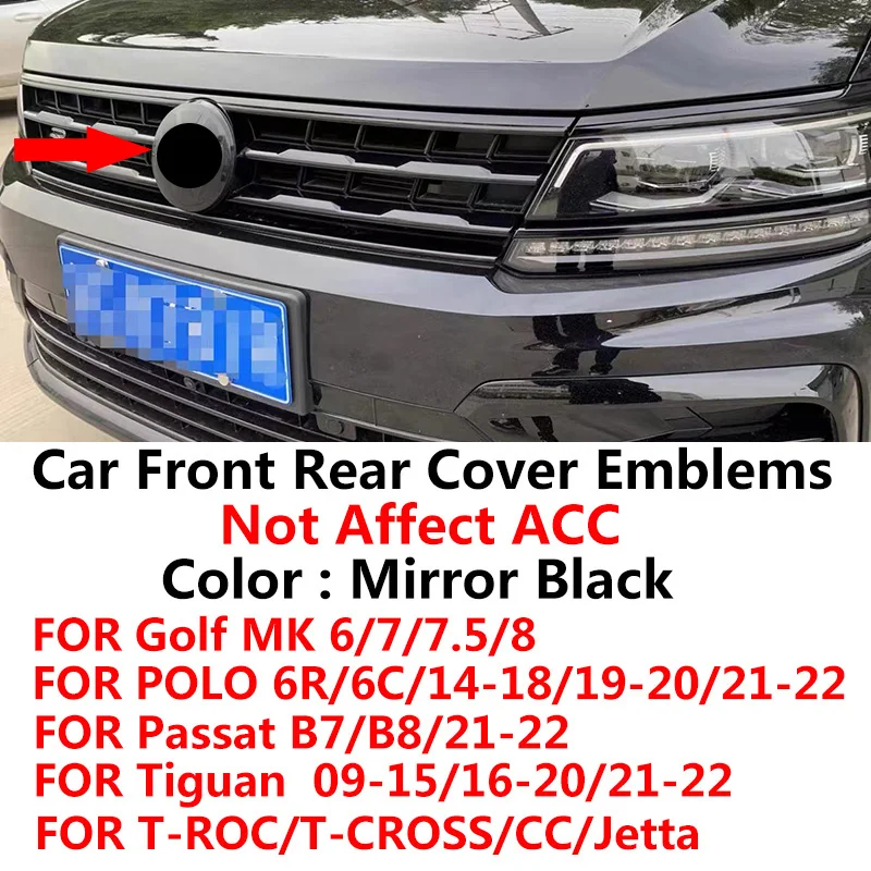 Smoked Semi-Transparent Front Grill Hood Mirror Emblem Logo Badge for VW Volkswagen Tiguan L Golf 6 7 8 Passat Varian Polo TROC