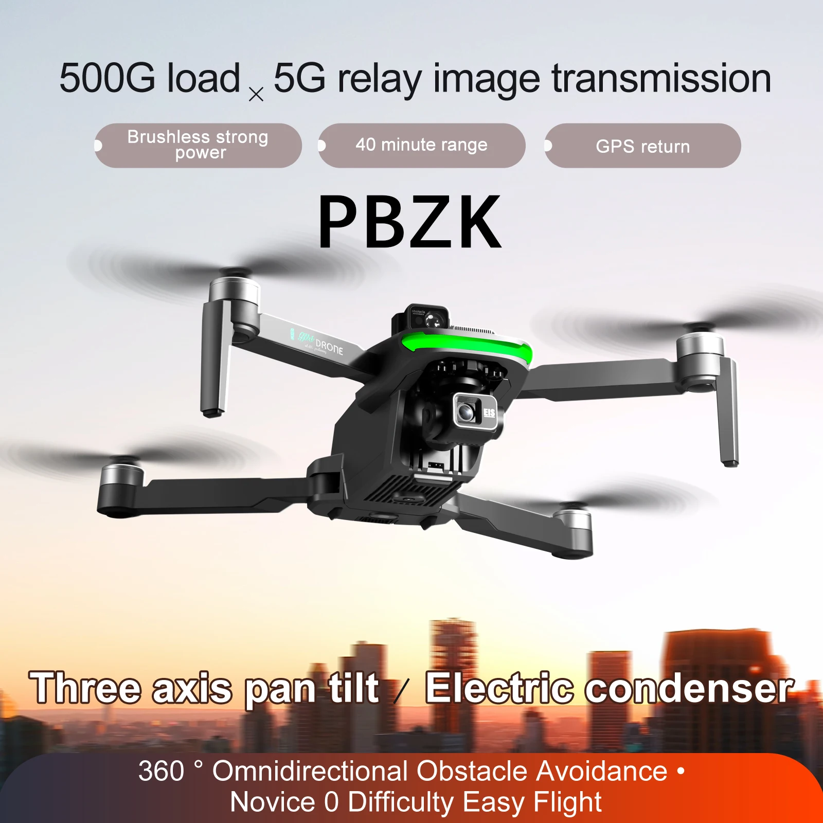 

PBZK S155 With Camera HD 5G GPS Drones Professional EIS 3-Axis Anti Shaking Fpv Helicopter Load 500g Rc Plane Toy For Boy