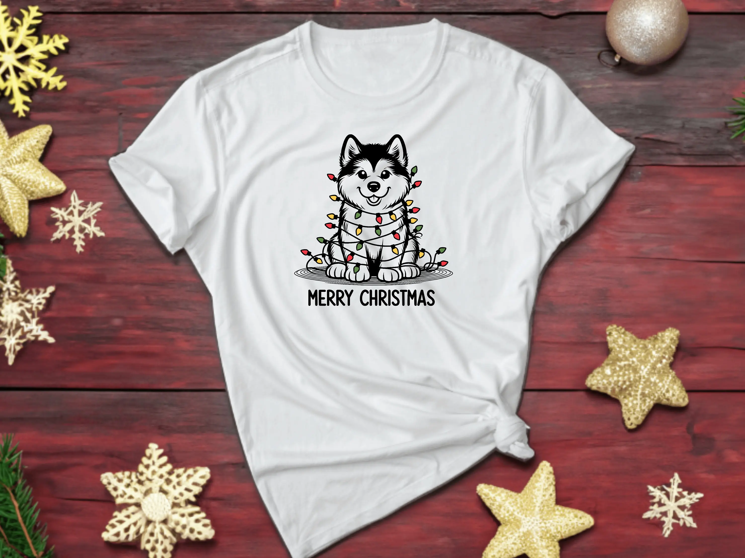 Аляска Malamute футболка Рождественская собака любимый Рождество Домашние животные