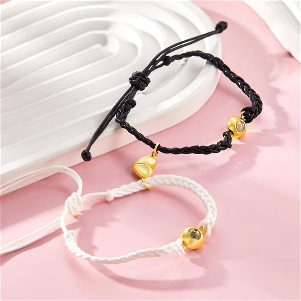 Customized Rope Projection Bracelet Black and White Couple Bracelet Custom Photo Girlfriend Bracelet Gift for Boyfriend Jewelry