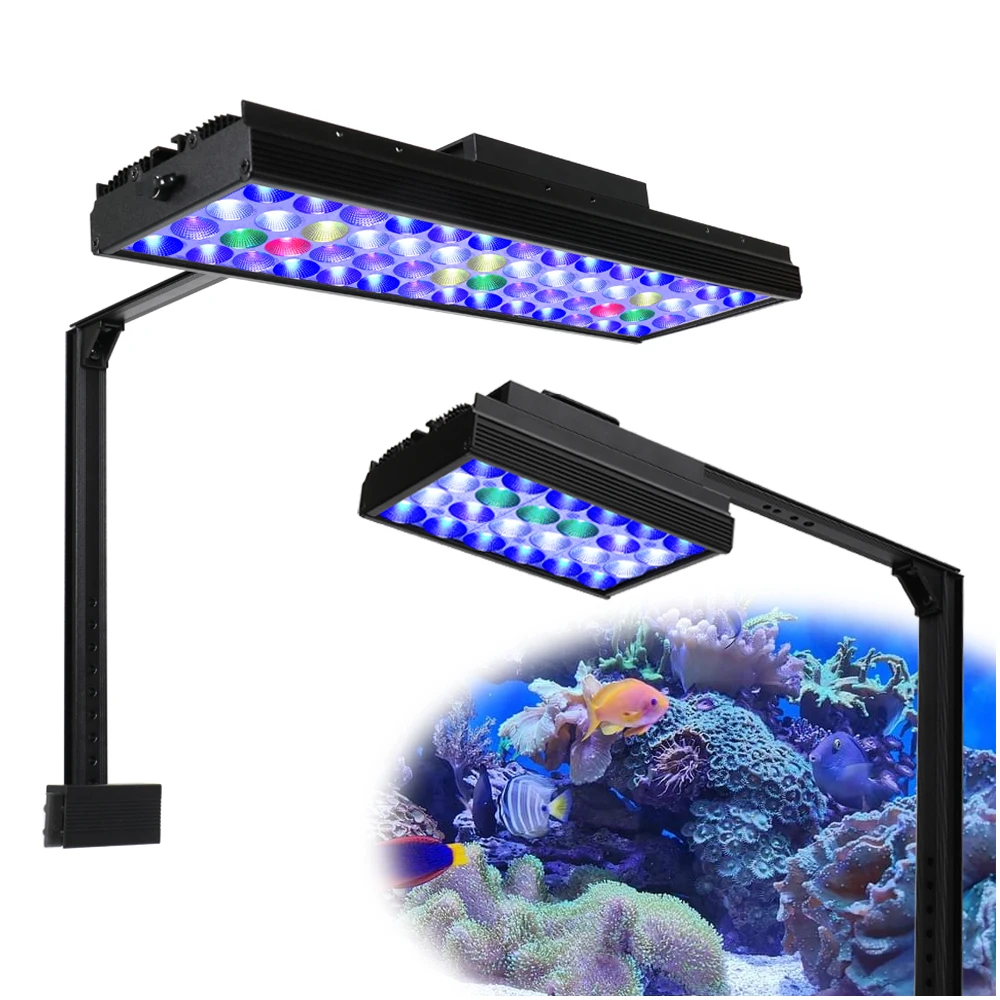 

PopBloom Aquarium Led Light 60w/100w, Dimmable Full Spectrum Marine Aquarium Light for Saltwater Reef Coral SPS/LPS Fish Tanks