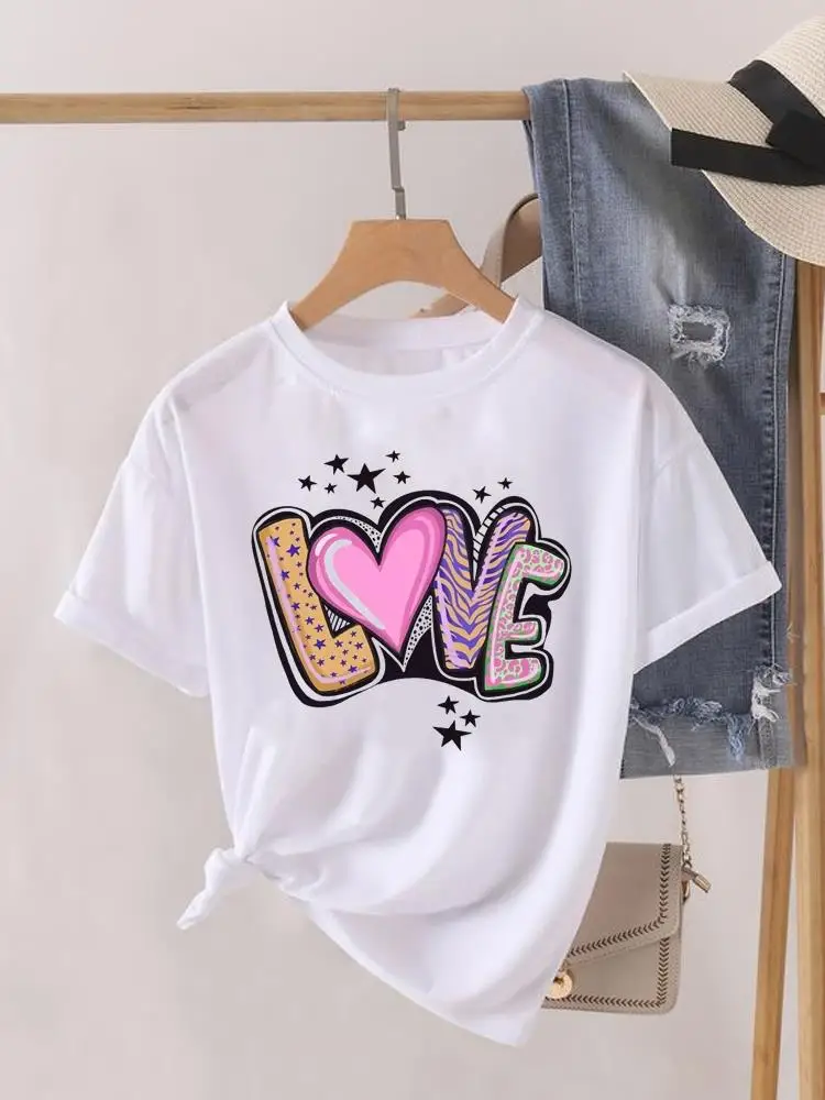 Женская футболка Love Heart Feather Trend из хлопка