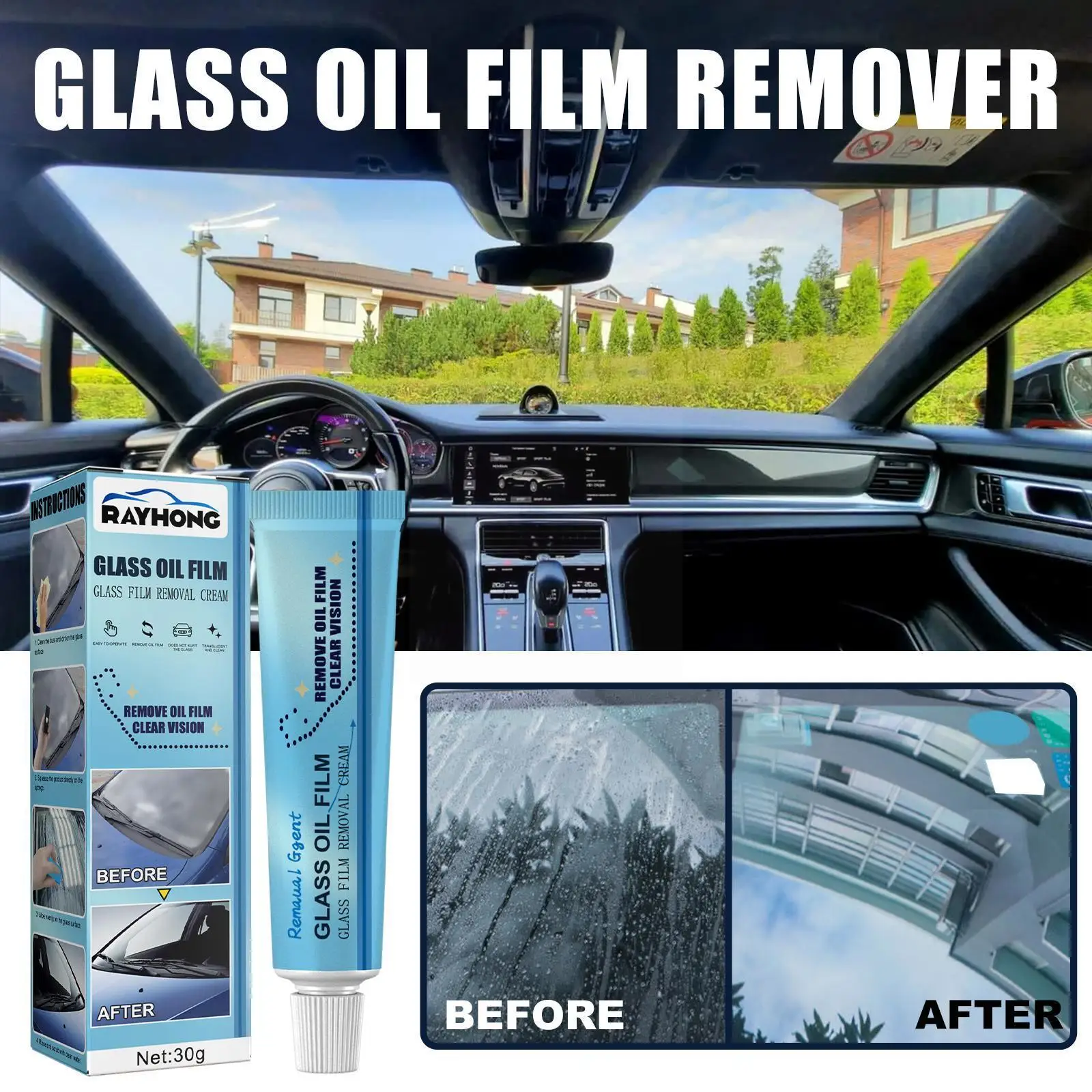 

30g Glass Oil Film Removing Paste glass cleaner for Bathroom Window Glass Auto Car Windshield Windscreen P6R0