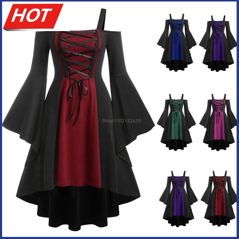 

Великолепное Кружевное платье с рукавом-трубой, костюм, готическое платье в стиле ретро, платье принцессы для косплея, аниме, кружевная юбка...