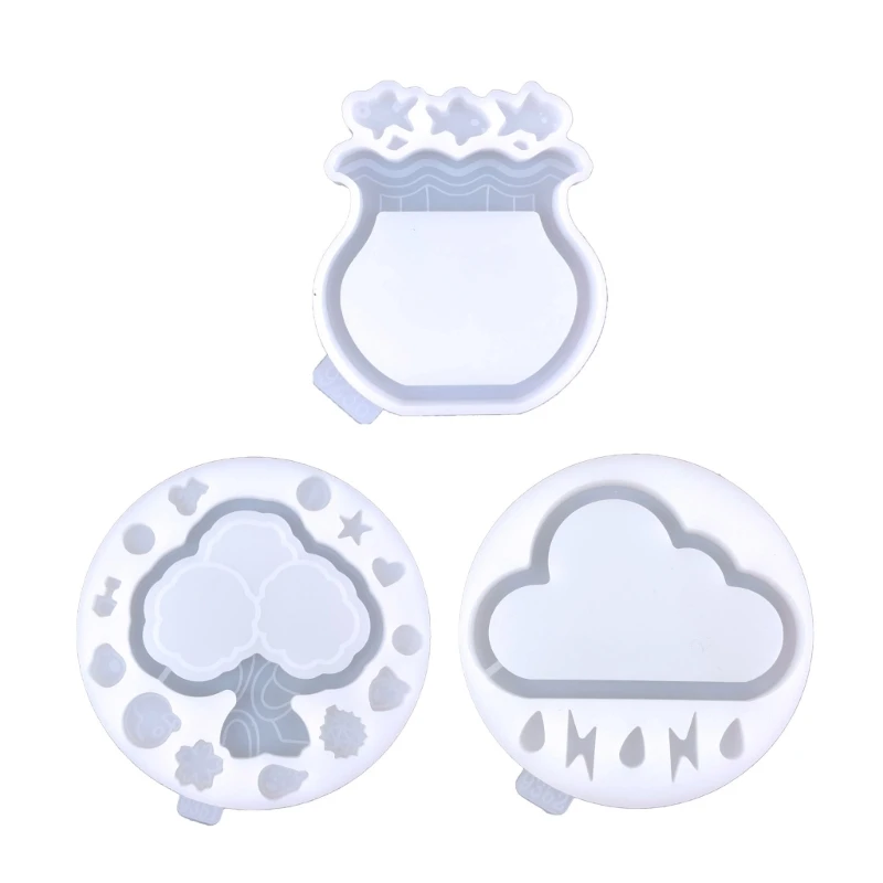 

Glossy Geometry Fish Trees Clouds Ornament Silicone Epoxy Resin Mold DIY Keychain Pendant for Bag Decorations Craft