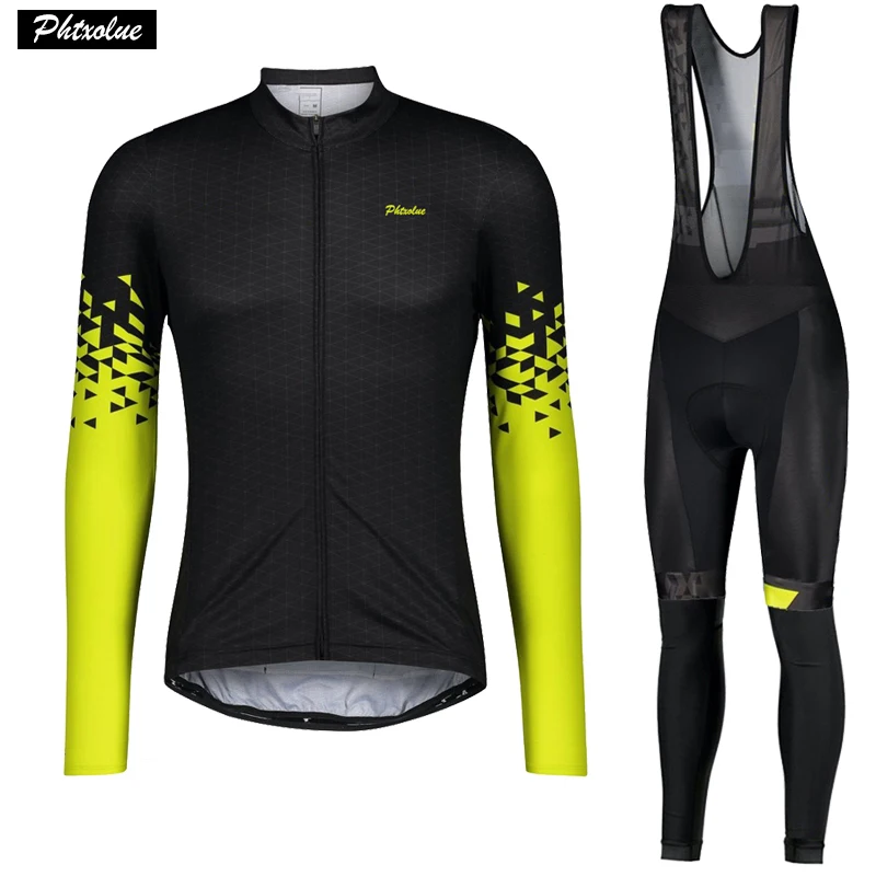 

Phtxolue Long Sleeve Cycling Set Men Cycling Clothing Bike Clothing Breathable Anti-UV Bicycle Wear Cycling Jersey Sets Kit