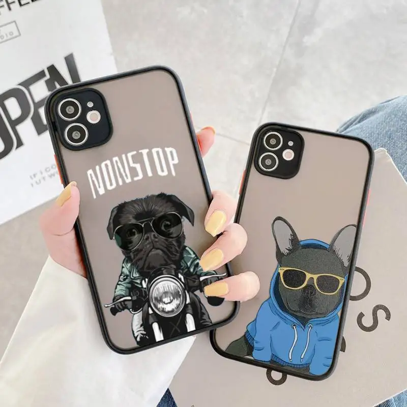 

Pug Bulldog dog pet cute Phone Case matte transparent For iphone 11 12 13 7 8 plus mini x xs xr pro max cover