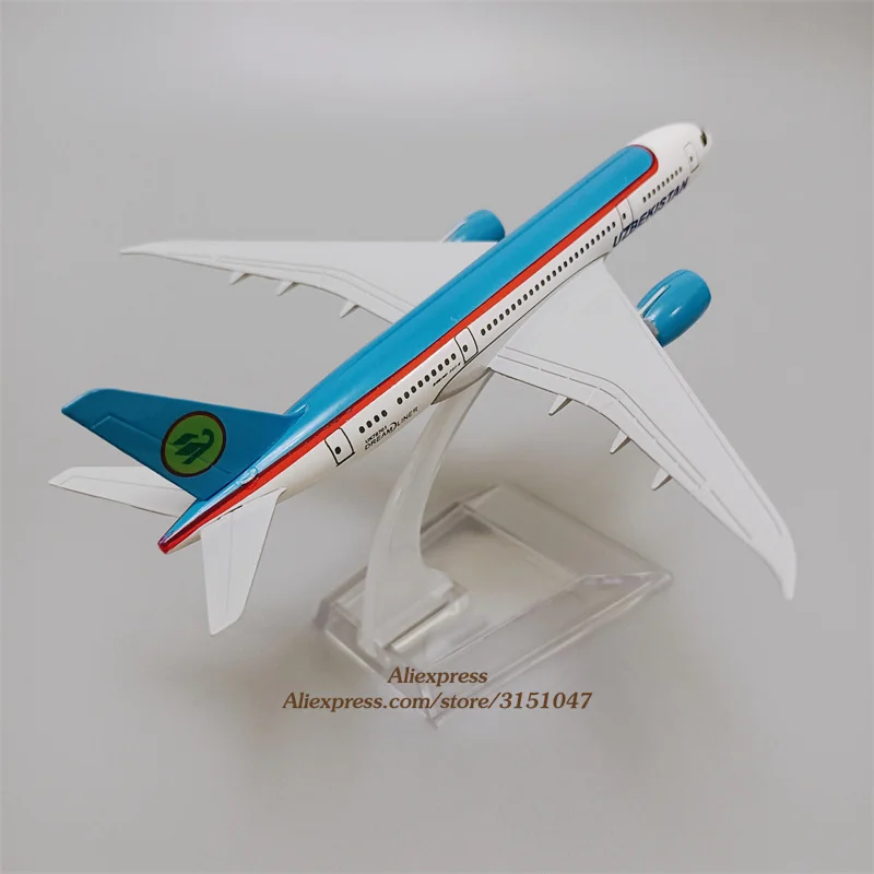

Alloy Metal Air UZBEKISTAN Airlines Boeing 787 B787 Airplane Model UZBEKISTAN Airways Plane Model Stand Aircraft Kids Gifts 16cm