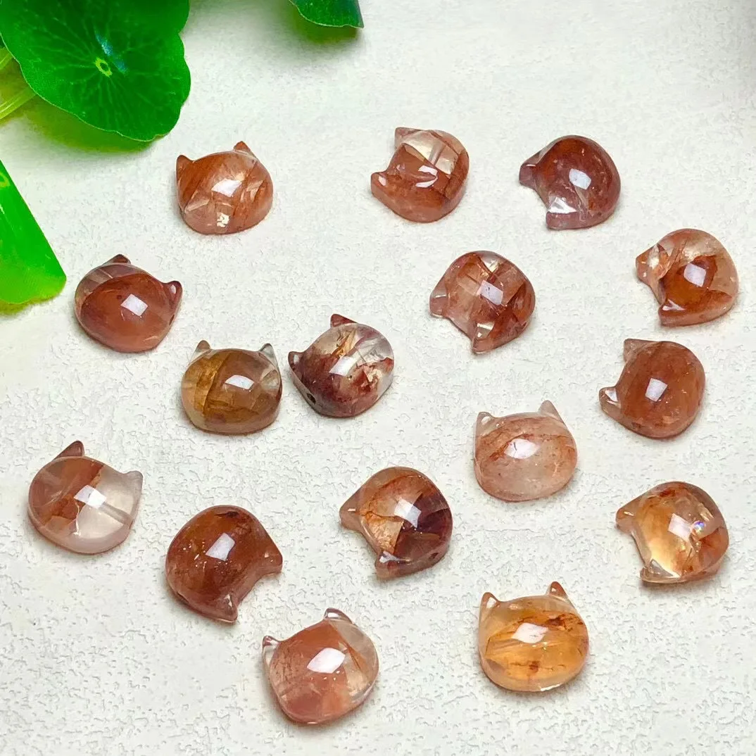 5 шт. натуральный красный огонь гематоидный кот лицо мультфильм Милая Подвеска DIY