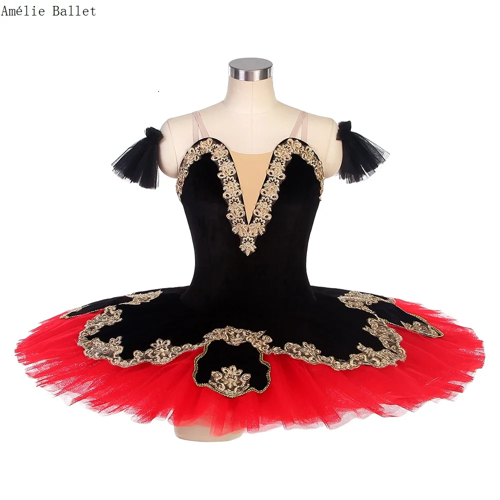 

Черная верхняя красная Тюлевая профессиональная балетная пачка BLL410 для девушек и женщин, сценический костюм для балета, танцевальная пачка