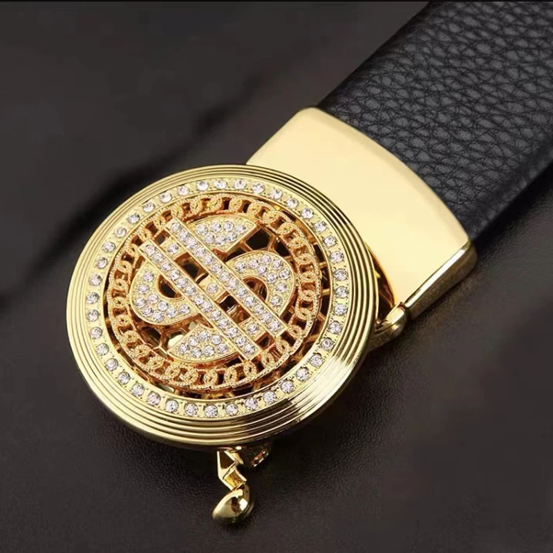 Dollar New Design of High-quality Men's Leather Belt Leather Automatic Buckle Belt Business Leather Belt Young Korean Golf Belt