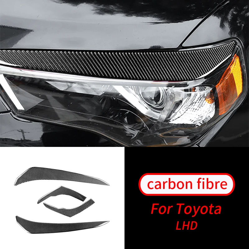 For Toyota 4RUNNER 2010-2020 4Pcs Real Carbon Fiber Headlight Eyebrow Eyelid Sticker Trim Car Interior Accessories
